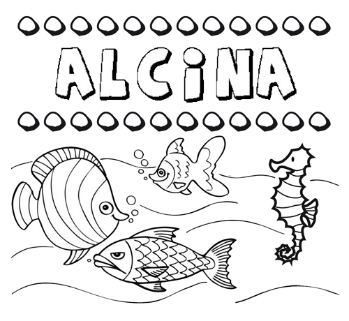Desenhos do nome Alcina para imprimir e colorir com as crianças