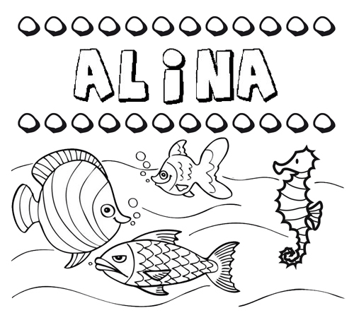 Desenhos do nome Alina para imprimir e colorir com as crianças