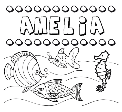 Desenhos do nome Amelia para imprimir e colorir com as crianças
