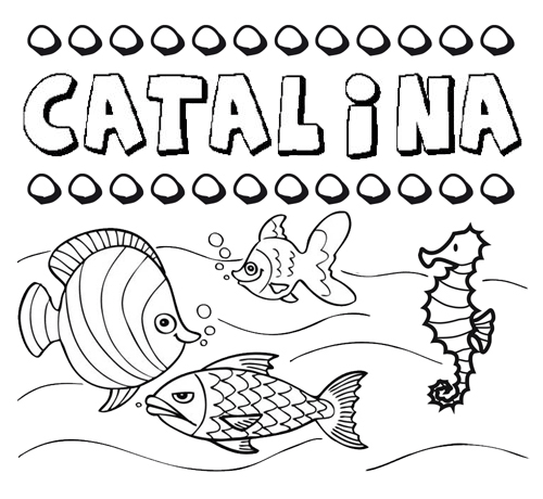 Desenhos do nome Catalina para imprimir e colorir com as crianças