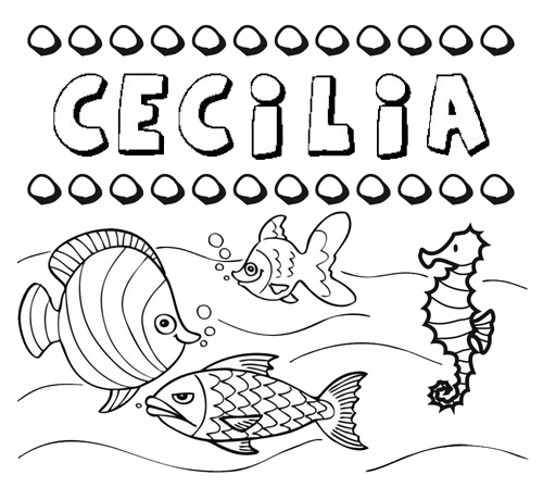 Desenhos do nome Cecilia para imprimir e colorir com as crianças