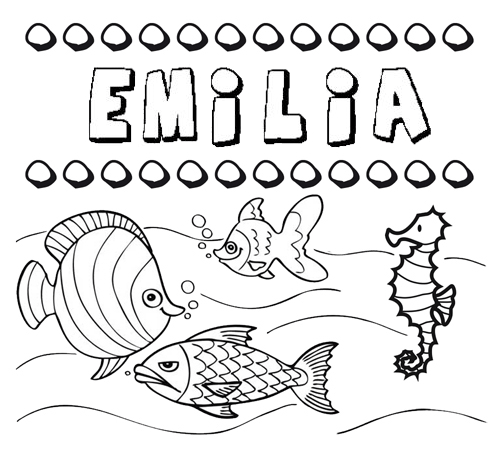 Desenhos do nome Emilia para imprimir e colorir com as crianças
