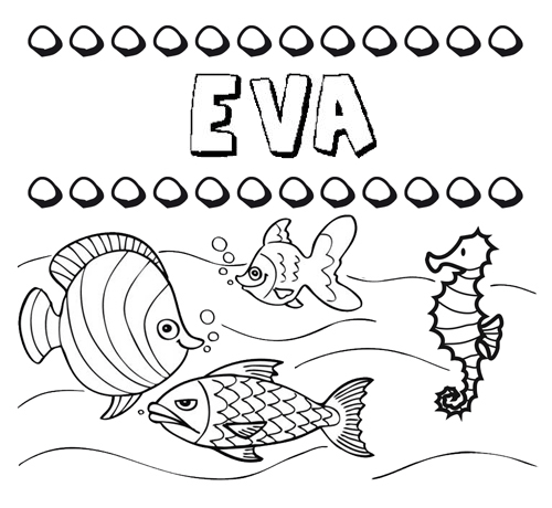 Desenhos do nome Eva para imprimir e colorir com as crianças