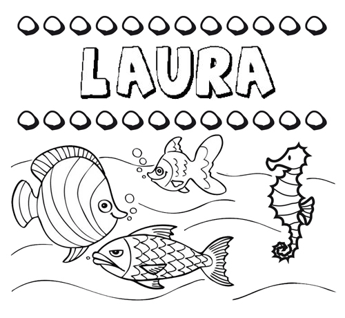 Desenhos do nome Laura para imprimir e colorir com as crianças