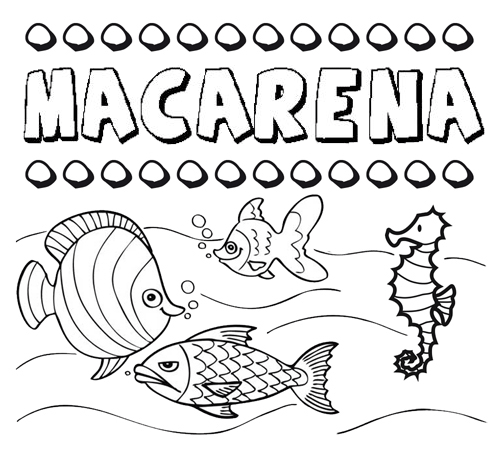 Desenhos do nome Macarena para imprimir e colorir com as crianças