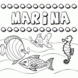 Desenhos do nome Marina para imprimir e colorir com as crianças