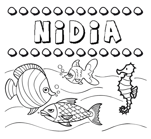Desenhos do nome Nidia para imprimir e colorir com as crianças