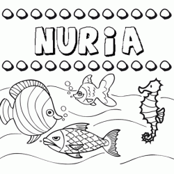 Desenhos do nome Nuria para imprimir e colorir com as crianças