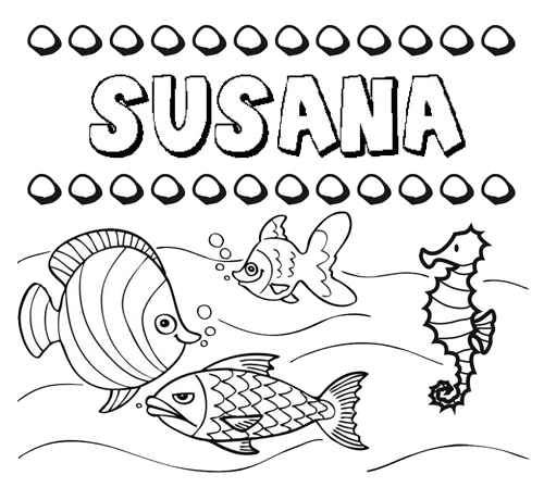 Desenhos do nome Susana para imprimir e colorir com as crianças