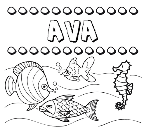 Desenhos do nome Ava para imprimir e colorir com as crianças