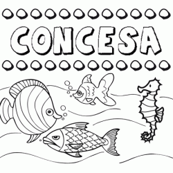 Desenhos do nome Concesa para imprimir e colorir com as crianças