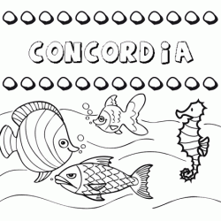 Desenhos do nome Concordia para imprimir e colorir com as crianças