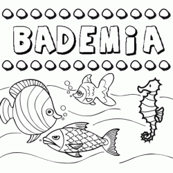 Desenhos do nome Bademia para imprimir e colorir com as crianças