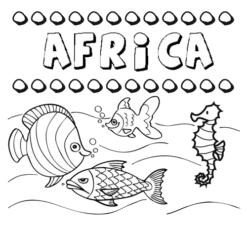 Desenhos do nome África para imprimir e colorir com as crianças