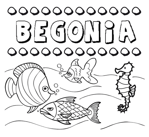 Desenhos do nome Begonia para imprimir e colorir com as crianças