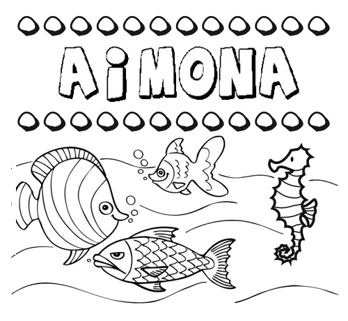 Desenhos do nome Aimona para imprimir e colorir com as crianças