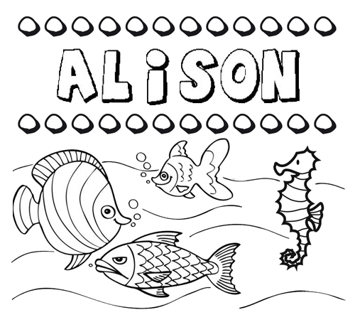 Desenhos do nome Alison para imprimir e colorir com as crianças