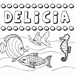 Desenhos do nome Delicia para imprimir e colorir com as crianças