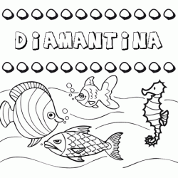Desenhos do nome Diamantina para imprimir e colorir com as crianças