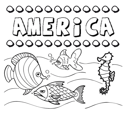 Desenhos do nome América para imprimir e colorir com as crianças