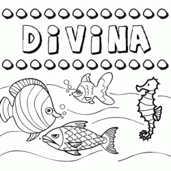Desenhos do nome Divina para imprimir e colorir com as crianças