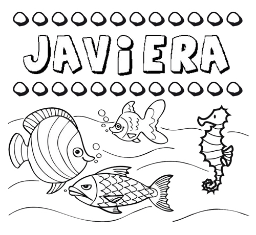 Desenhos do nome Javiera para imprimir e colorir com as crianças