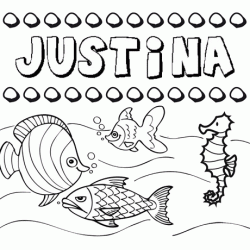 Desenhos do nome Justina para imprimir e colorir com as crianças