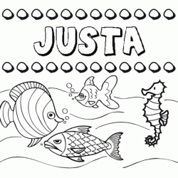 Desenhos do nome Justa para imprimir e colorir com as crianças