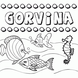Desenhos do nome Gorvina para imprimir e colorir com as crianças