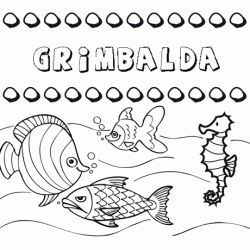 Desenhos do nome Grimbalda para imprimir e colorir com as crianças