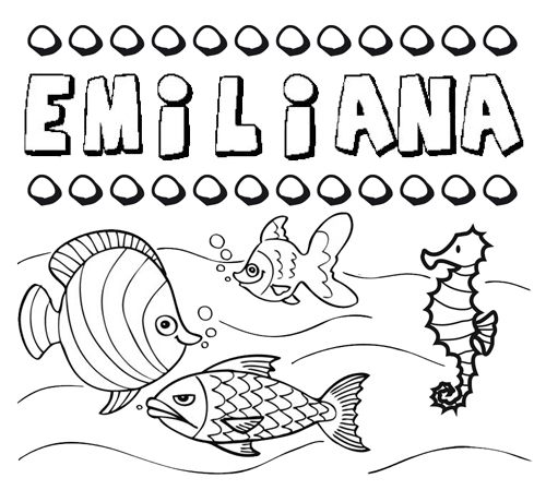 Desenhos do nome Emiliana para imprimir e colorir com as crianças