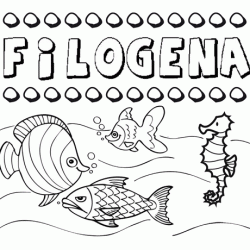 Desenhos do nome Filógena para imprimir e colorir com as crianças