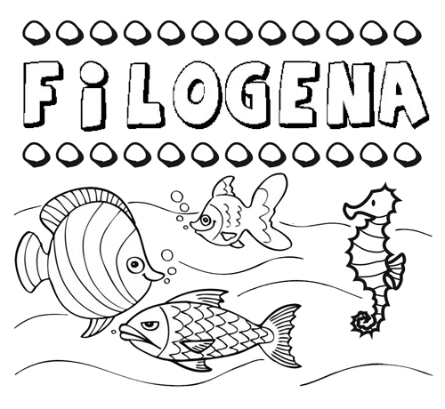 Desenhos do nome Filógena para imprimir e colorir com as crianças