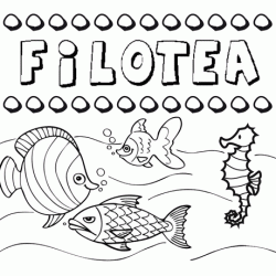 Desenhos do nome Filotea para imprimir e colorir com as crianças