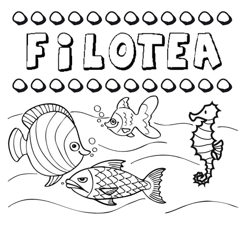Desenhos do nome Filotea para imprimir e colorir com as crianças