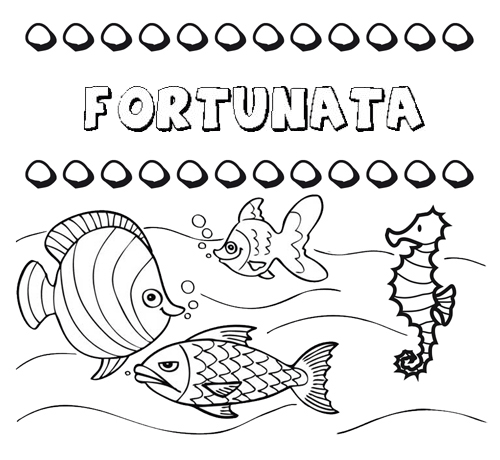 Desenhos do nome Fortunata para imprimir e colorir com as crianças