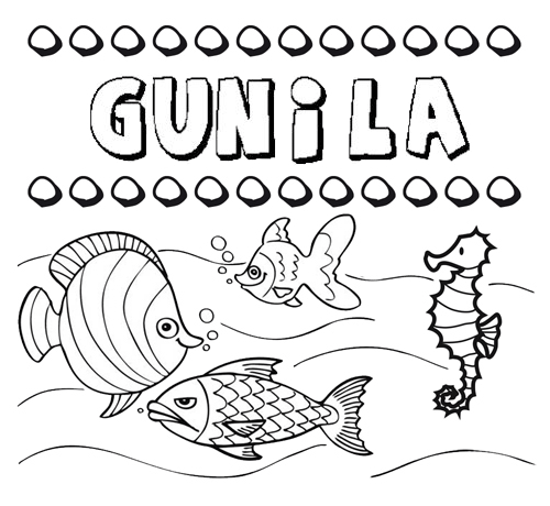Desenhos do nome Gunila para imprimir e colorir com as crianças