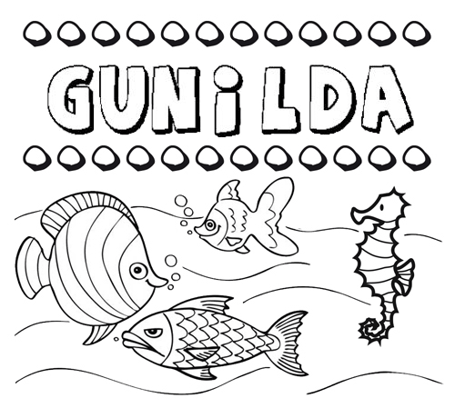 Desenhos do nome Gunilda para imprimir e colorir com as crianças