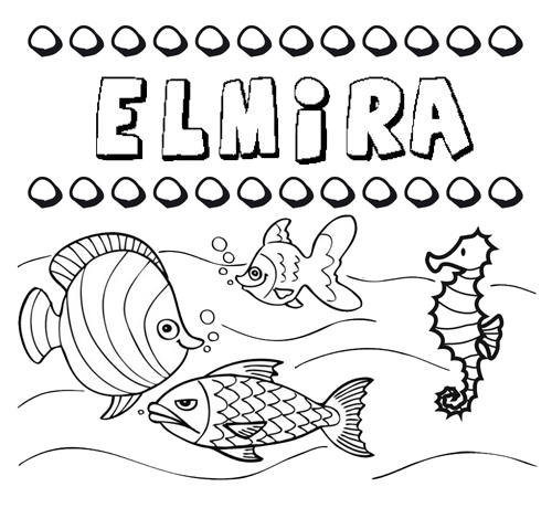 Desenhos do nome Elmira para imprimir e colorir com as crianças