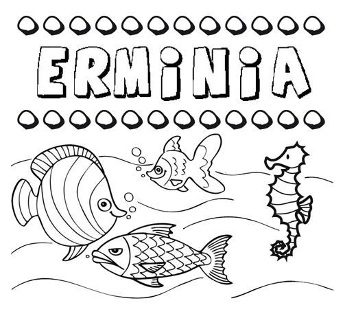 Desenhos do nome Erminia para imprimir e colorir com as crianças