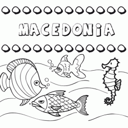 Desenhos do nome Macedonia para imprimir e colorir com as crianças