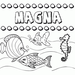 Desenhos do nome Magna para imprimir e colorir com as crianças