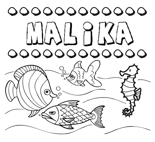 Desenhos do nome Malika para imprimir e colorir com as crianças