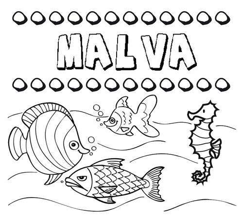 Desenhos do nome Malva para imprimir e colorir com as crianças