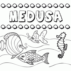 Desenhos do nome Medusa para imprimir e colorir com as crianças