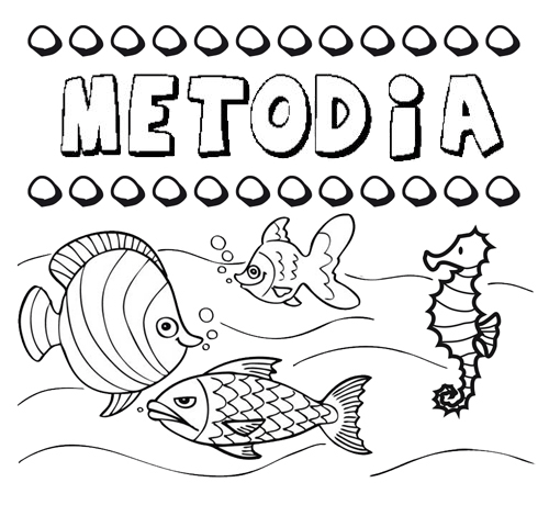 Desenhos do nome Metodia para imprimir e colorir com as crianças