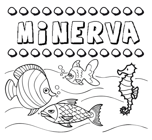 Desenhos do nome Minerva para imprimir e colorir com as crianças