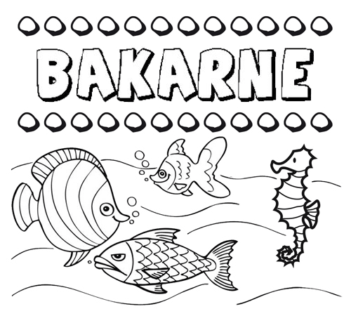 Desenhos do nome Bakarne para imprimir e colorir com as crianças
