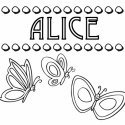 Desenho do nome Alice para pintar. Imagens de nomes