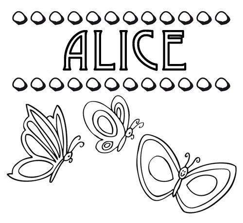 Desenho do nome Alice para pintar. Imagens de nomes